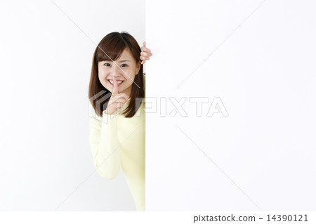 A woman who jumps out of a white board 14390121