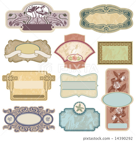 Ornate vintage labels. 14390292