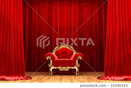 vector chair on red curtain stage 14390383