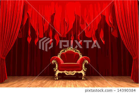 vector chair on red curtain stage 14390384