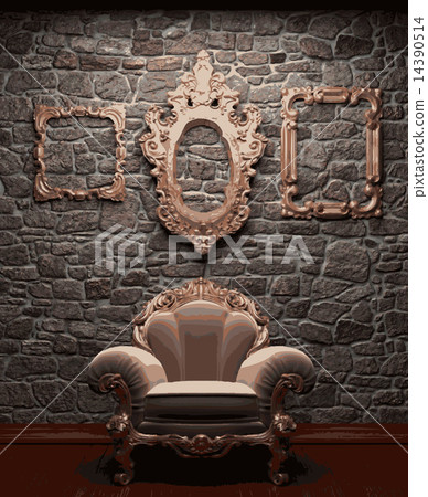 vector illuminated stone wall and chair vector illuminated stone wall and chair 14390514