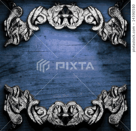 vector metal ornament on wood background 14390580