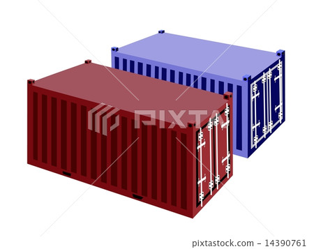 Two Container Cargo Container on White Background 14390761