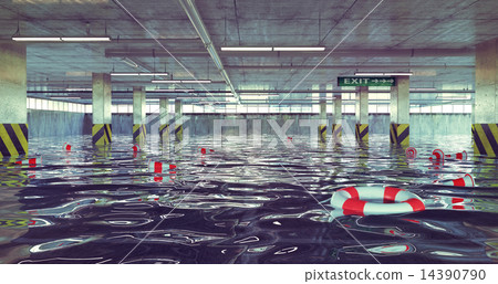 flooding parking lot. 14390790