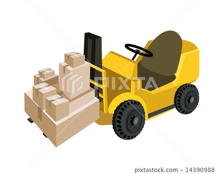 Forklift Truck Loading A Stack of Shipping Box Forklift Truck Loading A Stack of Shipping Box 14390988