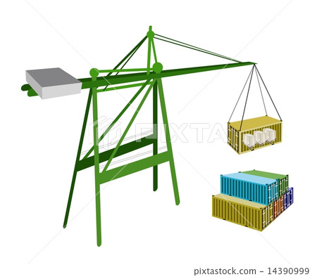 Cargo Container Being Hoisted By A Crane. 14390999