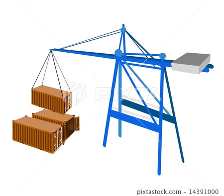 Freight Container Being Hoisted By A Crane. 14391000