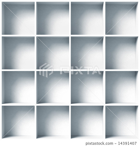 white empty shelves 14391407