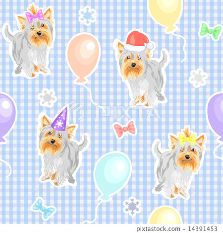 vector seamless pattern with children's holiday dogs 14391453