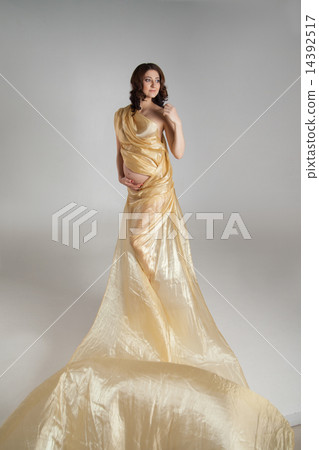 Young pregnant woman with transparent cloth. 14392517