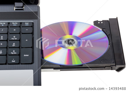 Electronic collection - Laptop with open DVD tray 14393488
