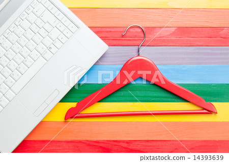 White computer and hanger White computer and hanger 14393639