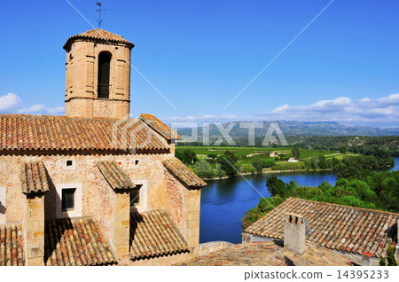 Esglesia Vella Church and Ebro River in Miravet, Spain 14395233