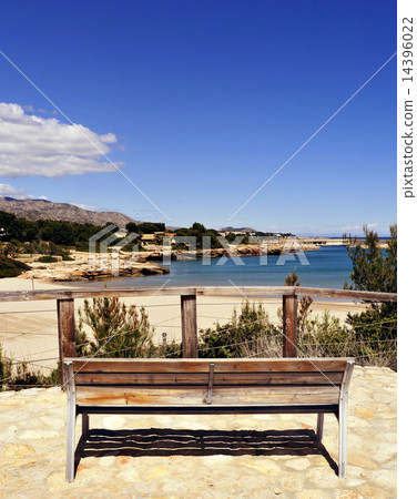 a bench overlooking the Mediterranean Sea 14396022