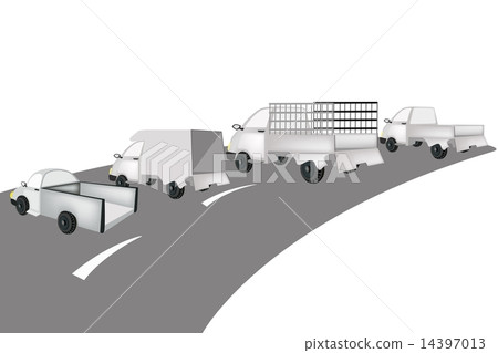 Set of Pickup and Van on The Road Set of Pickup and Van on The Road 14397013