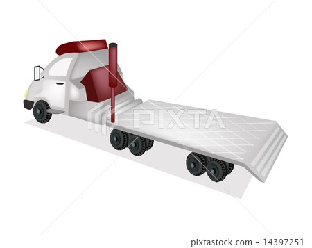 A Tractor Trailer Flatbed on White Background 14397251