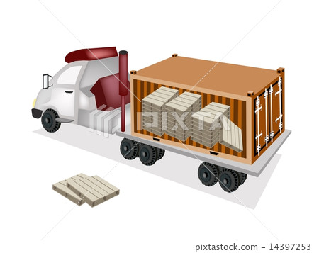 Loading Wooden Palettes in Cargo Container 14397253