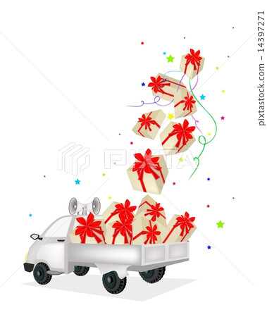 Gift Boxes Dropped on A Pickup Truck 14397271