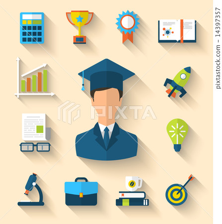 Flat icons of magister and objects Flat icons of magister and objects 14397357