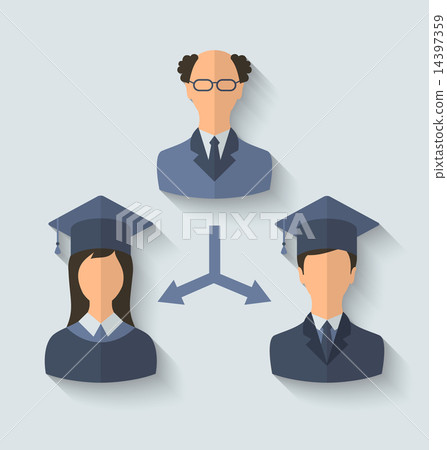 Flat icons of teacher and students have graduated Flat icons of teacher and students have graduated 14397359