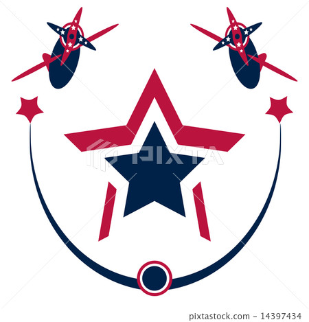 Vintage american patriotic airplanes. 14397434