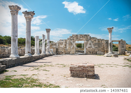Ancient Greek basilica and marble columns  Taurica 14397481