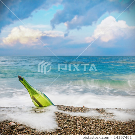 Message in bottle on the beach Message in bottle on the beach 14397491