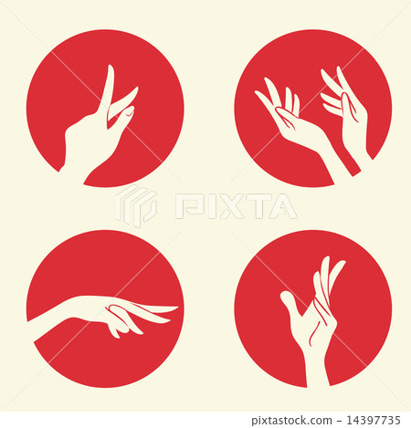 Woman eat sushi. Background with sakura, Fujiyama 14397735