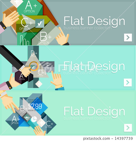 Flat design vector infographic banners with geometric infographics 14397739