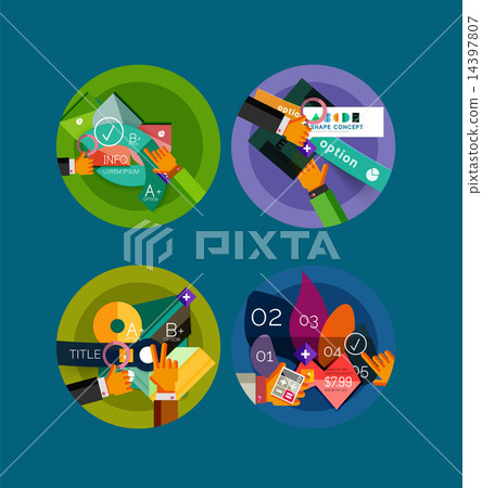 Set of flat design circle infographic icons 14397807