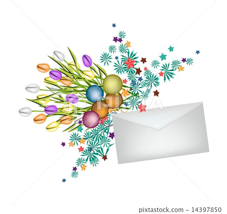 Tulip Bouquet with Christmas Balls and Envelope Tulip Bouquet with Christmas Balls and Envelope 14397850
