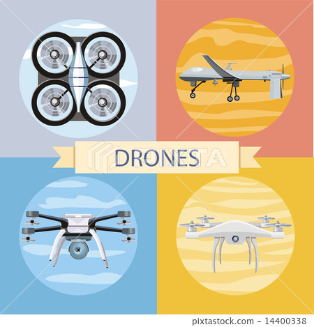 Set of different quadrocopters icons 14400338