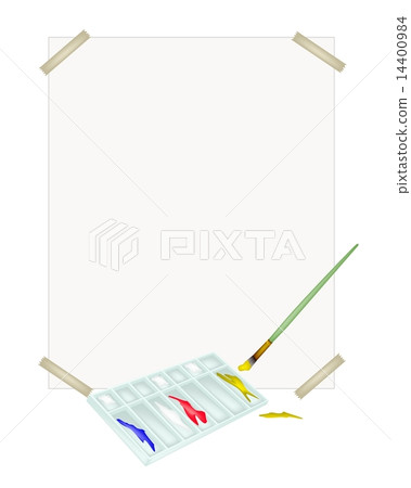 Color Paint in Palette Brushes and Blank Paper 14400984