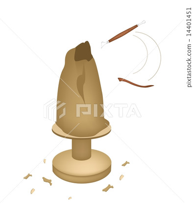Sculpting Tools with Clay on White Background 14401451
