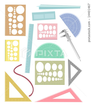 Set of Rulers and A Protactor on White Background 14401467