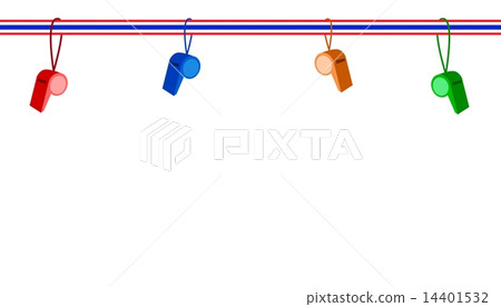 Four Whistles Hanging on A Stripe Ribbon Four Whistles Hanging on A Stripe Ribbon 14401532