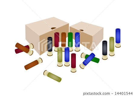 Boxes of Shotgun Shells on White Background Boxes of Shotgun Shells on White Background 14401544