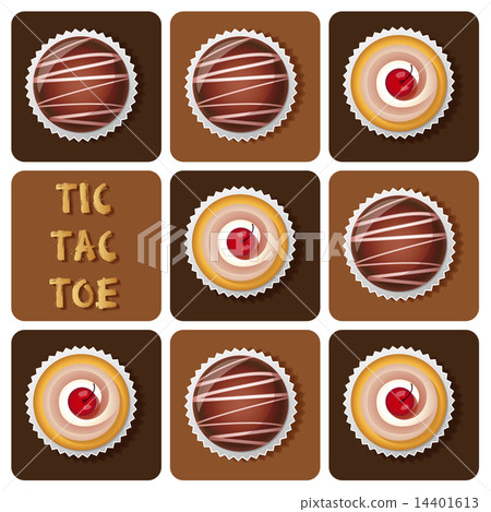 Tic-Tac-Toe of chocolate ball and cup cake 14401613