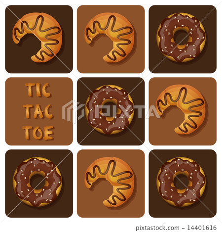 Tic-Tac-Toe of Croissant and Donut 14401616