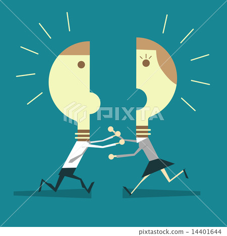 Businessman - business woman with light bulbheads 14401644