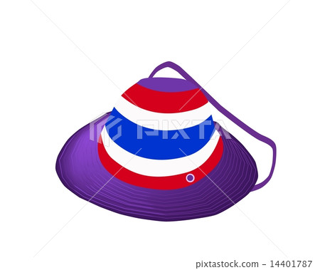 A Straw Hat of Thai Flag on White Background A Straw Hat of Thai Flag on White Background 14401787