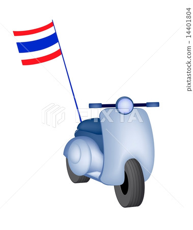 Vintage Scooter with Thai Flag on White Background Vintage Scooter with Thai Flag on White Background 14401804