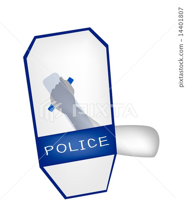Hand Holding A Blue Riot Shield Hand Holding A Blue Riot Shield 14401807