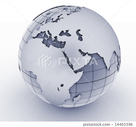 Silver globe art on the  white background 14403396