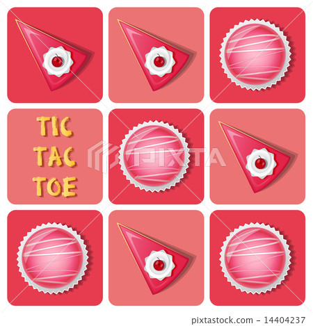 Tic-Tac-Toe of  strawberry cake ball and cake 14404237