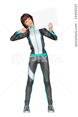 運動服的一名婦女有燙髮留言簿的 14404287