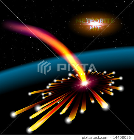 Space card with meteorite explosion Space card with meteorite explosion 14408036