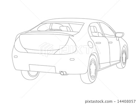 Car line drawing illustrations - Stock Illustration [14408057] - PIXTA