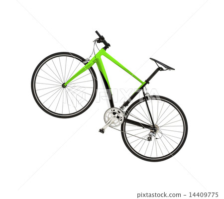 Green bike detail isolated Green bike detail isolated 14409775