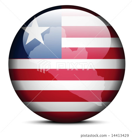 Map on flag button of Liberia 14413429